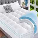 JOLLYVOGUE 4 Inch Dual Layer Mattress Topper Twin XL Size, 2 Inch Gel Foam Mattress Topper Plus 2 Inch Down Alternative Pillow Top Mattress Pad Cover for Back Pain, Medium Support