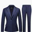 Women's Business Solid Suit 2 Piece Slim Fit Classic Blazer Pants Set for Women Formal Office XL