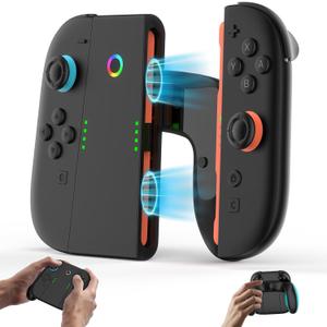 uniro Joycon Charging Grip for Nintendo Switch 2 2025 Controller, Portable Comfort Magnetic Charger Grip, 6.6ft USB-C Cable with LED Indicator, Charge Dock Stand - Play While Charging | Black