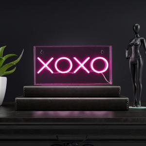 JONATHAN Y NEN1005A XOXO 11.75" Contemporary Glam Acrylic Box USB Operated LED Neon Light, Pink Plug in Wall Light for Bedroom Wall Dcor, Kids Bedroom, Party Supplier