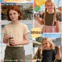 YooAurvox 3 Pack Girl's T Shirts Summer Short Sleeve Tops Henley Round Neck Cute Shirts Loose Fit Kids Casual Basic Tees(Apricot, Coffee, Black,11-12 Years)
