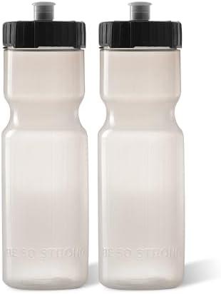50 Strong Sports Water Bottles – Reusable 22 oz BPA-Free Plastic Bottles with Pull Top Cap – Made in USA – Top Rack Dishwasher Safe – Fits Most Bike Cages Brand