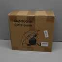 Heated Outdoor Cat House for Outside Winter 100% Waterproof Oxford Tarpaulin with Safe Escape Door and 5" Elevated Base with Heater for Feral Barn Cat Kitty (26x20x14)