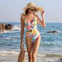 RXRXCOCO Women Tankini Swimsuits Bathing Suits Tummy Control Colorblock V Neck Ruched High Waisted Swimwear (M)