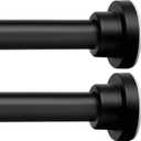 ENJOYBASICS Adjustable Spring Tension Curtain Rods 32 to 54 Inches, Stainless Steel Matte Black Shower Rod No Drilling for Window, Bathroom, Closet, Room Divider, 7/8" Diameter, 2 Pack