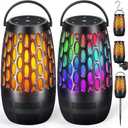 Outdoor Speakers with Flame & RGB Lights, 10W HD Stereo, Bluetooth 5.3 Auto-Pairing, Multi-Sync 100+ Speakers, IPX6 Waterproof, Perfect for Patio, Pool, Party | Gifts for Men & Women (2Pack)