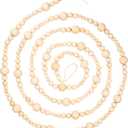 Boao 10 Feet Christmas Wooden Beads Garland Beige Christmas Tree Garland Wall Hanging Prayer Beads for Holiday Rustic Farmhouse Home Natural Boho Decor