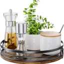 LAMU 9'' Lazy Susan Turntable Organizer for Cabinet, Round Wood Lazy Susan for Table Top, Kitchen, Countertop, Pantry, Spice, Bathroom Vanity, Coffee, Farmhouse Decor