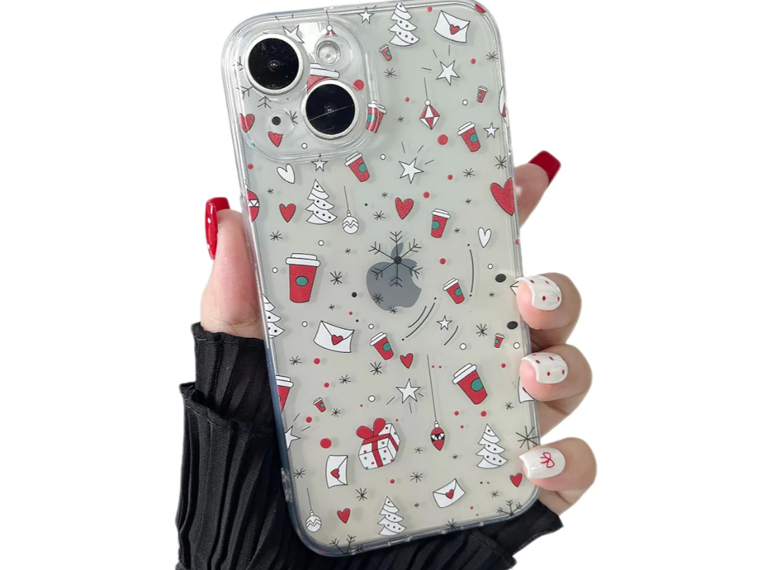 ZTOFERA Christmas Phone Case for iPhone 13 6.1 inch,Clear Cute Merry Christmas Pattern Phone Case Gifts Transparent Hard PC +TPU Bumper Shockproof Protective Cover-Christmas Coffee Pack of 3