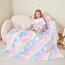 Softan Kids Throw Blanket Glow in The Dark, Soft Cozy Flannel Luminous Blanket for Sofa Couch Bed, Christmas Birthday Gift for Kids, Jellyfish 30x40IN 