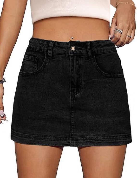 Denim Skort Women High Waist Mini Jean Skirt for Women Stretch Casual Mini Jean Skort XXL