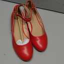 DREAM PAIRS Women's Dress Flats Ballet Low Wedge Round Toe Ankle Strap Comfortable Casual Flats Shoes (9, Red-pu)