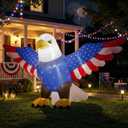 10FT Long Inflatable American Eagle 2-in-1 Decorations, 4th of July Parade Float Decorations & Golf Cart Decoration, Patriotic Blow Up Lighted Inflatable Eagle for Outdoor Yard Lawn