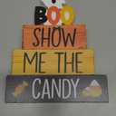 4 Pcs Halloween Wooden Tiered Tray Decor, Show Me the Candy Decorations Gifts for Home, Halloween Table Centerpiece for Fall Party Kitchen