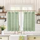 Short Curtains for Windows Bathroom Bedroom,Green Boho Cute Aesthetic Farmhouse Sheer RV Window Curtains (24"W x 36"L (Pack of 2), Sage)