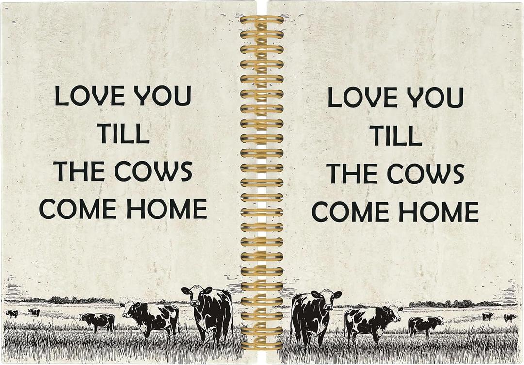 Love You Till the Cows Come Home Journal Notebook, Retro Cow Notebooks College Ruled for Work School, Gifts for Kids Baby Girls, Office Supplies, Hardcover Spiral Notebook 5.5"x8.3"