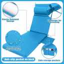 RattanView 2 Pcs Outdoor Chaise Lounge Cushion with Pillow and Side Pockets Waterproof Lounge Chair Cushions for Outdoor Furniture Patio Lounger Pad for Outside Pool Lawn (Lake Blue,80 x 26 x 4)