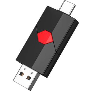 Aiibe 128GB USB C Flash Drive Dual Type C + USB A 128GB Jump Drive Push-Pull Thumb Drive for iPhone 15 Smartphone Tablet Computer (Red)