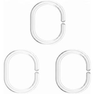2 x 24 Pcs Shower Curtain Rings, C Shaped Plastic Clear Shower Curtain Hooks for Kitchen, Bathroom, Wardrobe, Shele