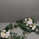 Ling's moment 2PCS Artificial Floral Swags Arch Flowers Wedding Centerpieces Flower Rose Garland Mantel Greenery Arrangements for Sweetheart Welcome Signs Decor Wall Window Home Decor White & Sage