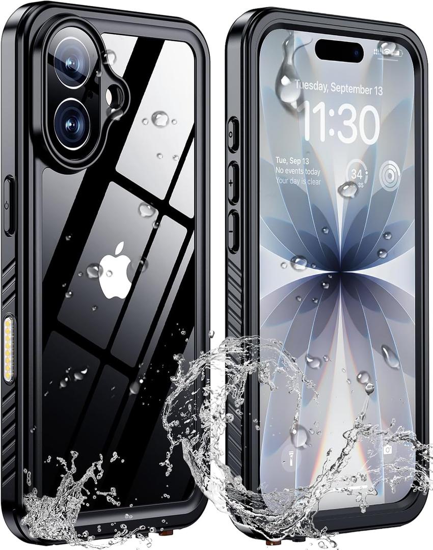 xiwxi for iPhone 17 case Waterproof,[IPX8 Underwater Case][Full Body Shockproof & 15FT Military Dropproof][Built-in Screen Protector][Dustproof] Clear Sound for iPhone 17 case 6.3 inch-Black