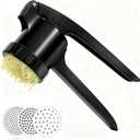 LHS Potato Ricer, Potato Masher for Potatoes with 3 Interchangeable Discs, Large Capacity Potato Masher and Ricer Kitchen Tool for Fruit, Vegetables, Baby Food, Black
