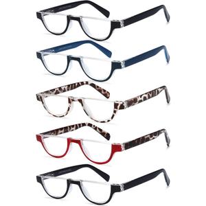 EYEURL Half Frame Reading Glasses for Women-5 Pack Blue Light Blocking Glasses Fashion Rimless Computer Readers for Women Anti UV Ray Eyeglasses with Spring Hinges,3.5