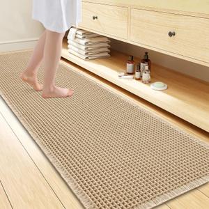 Smiry Waffle Bath Mat 72x24, Extra Soft Absorbent Bathroom Rugs, Non Slip Machine Washable Quick Dry Bath Rugs for Bathroom Floor, Tub, Shower, Home Decor Accessories, Brown