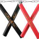 TOPOINT Nunchuck, 2 Pairs Safe Foam Rubber Training Nunchucks/Nunchakus with Steel Chain for Kids & Beginners Practice and Training