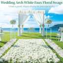 6 Pcs Artificial Flower Panels, Wedding Arch Faux White Hydrangea Swags, White Flowers for Backdrop, Wall Decor, Table Centerpiece Flower Row, Aisle Runner Embellishment