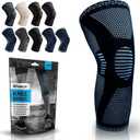 POWERLIX Knee Compression Sleeve - Best Knee Brace for Knee Pain for Men & Women Knee Support for Running, Basketball, Volleyball, Weightlifting, Gym, Workout, Sports - (Light Blue L)