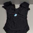 Womens One Piece Swimsuits - Tummy Control Bathing Suit Slimming Swimwear with Ruffle Sleeve (Medium, Black)