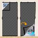 Fanfanwin 2 Pcs Thermal Insulated Door Curtains Fit Door Size 38'' x 83'', Winter Doorway Blankets Upgraded Oxford Cloth Thicken Cotton Filled, Thermal Covers to Keep Cold Out, Grey