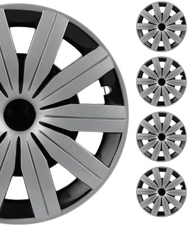 SCTIOO 13" Silver Hubcaps, 4pcs, Quick Install for Cars, Trucks, SUVs, Sleek & Long-Lasting