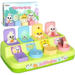 Easter Pop Up Toys for Toddlers, Toddler Toys for Easter Bakset Stuffers, Early Educational Toys, Interactive Pop Up Easter Toys, Easter Toddler Toys for Boys and Girls Age 18+ Months