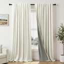 Extra Wide 70 Inch Blackout Curtains 96 Inches Long for Living Room Rustic Boho Room Darkening Textured Linen Drapes for Dining Room Office Insulated Ceiling to Floor Window 2 Panels 70x96 Cream Ivory (Natural)