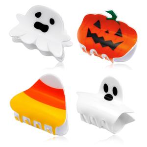 Halloween HairClaw Clips Halloween Pumpkin Ghost Candy Corn Charm Hair Clips for Women Festive Ponytail Clip Medium Hair Clip for Thin Thick Hair Halloween Decoration Hair Accessory Gifts