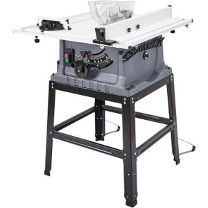 Table Saw 10 Inch, 15 Amp 5000RPM Powerful Tablesaw With Stand & Protective Cover, 36 X 25 Inch Tabletop Saw 90 Cross Cut & 0-45 Bevel Cut, Adjustable Depth, for Woodworking