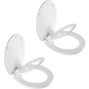 Mayfair NextStep2 Toilet Seat with Built-In Potty Training Seat, Slow-Close, Removable that will Never Loosen, Round, White, 2-Pack