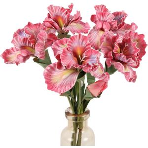 5pcs Iris Artificial Flower Real Touch PU Faux Flower 17.7" Pink Iris Flowers with Flower Bud for Home Table Centerpieces Wedding Floral Arrangements (Pink)