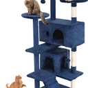 FDW Cat Tree 54in Cat Tower Multi-Level Durable Cat Scratching Post & Cozy Fun Cat Jumping Platform Space Saving Cat Condo Pet Play House for Indoor Cats,Navy Blue