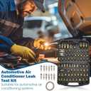 VINGVO Car Air Conditioning Leak Detector Kit, 77pcs Automotive AC Leak Test Set with Brass Connectors, Professional Universal AC Connector Repair Tools Kit for Car & Truck Refrigerant System