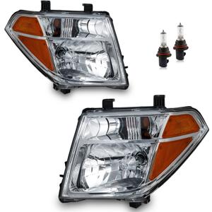 Headlights for 2005-2008 Nissan with High/Low Beam Bulbs | Halogen Headlights Assembly for 2005-2007 Nissan Pathfinder, Chrome Housing, Driver & Passenger Side