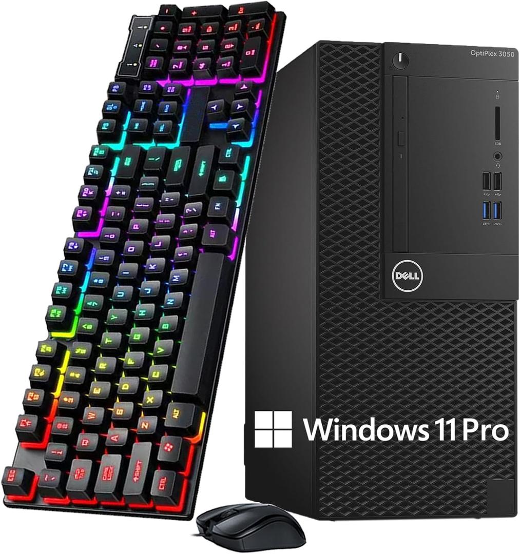 Dell OptiPlex 3050 Mini Tower Desktop Computer, Intel Core i5-7500 3.4GHz Business MT Desktop PC, 8GB RAM, 256GB SSD, Display Port, Keyboard & Mouse, WiFi, BT, Windows 11 Pro