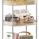 3 Tier Rolling Cart with Wheels, Utility Trolley with Handle, Clear Acrylic Movable Storage Organizer for Kitchen, Bathroom, Nursery, Laundry, Book, Snack, Craft