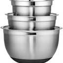 Chicago Metallic Stainless Steel Soft Base Bowls, Versatile Nesting Mixing Bowls for Every Kitchen Task, Set of 3