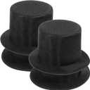 NOLITOY 4Pcs Mini Cylinder Hat, Miniature Top Hats Black Doll Cap for Crafts DIY Pet Cap Party Hair Decoration