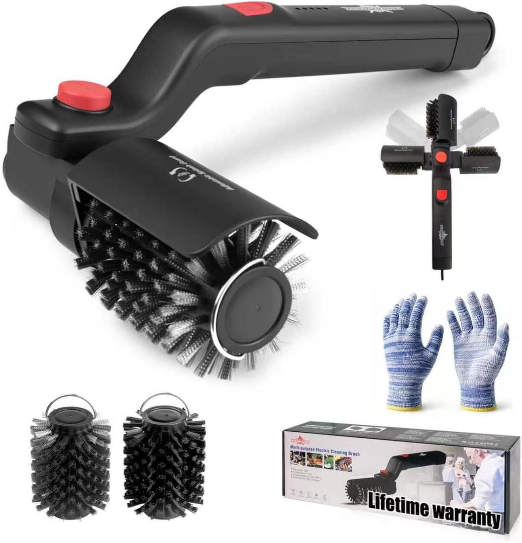 XUDAKAIXIN Electric Grill Brush  No Bristle Shedding, High Torque with 3-Speed Modes, 2026 Upgraded Rechargeable & Adjustable-Angle Grill Cleaner, Gifts for Men/Dad (Black)
