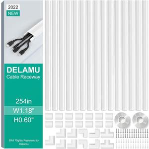 Delamu Cord Hider, 254in Cable Hider Cord Covers for Wires on Wall, Wire Covers for Cords, Wire Hiders for TV on Wall, TV Cord Hider for Wall Mounted TV, Cable Management, 15x L16.9 W1.18 H0.6in (White) Delamu Cord Hider, 254in Cable Hider Cord Covers for Wires on Wall, Wire Covers for Cords, Wire Hiders for TV on Wall, TV Cord Hider for Wall Mounted TV, Cable Management, 15x L16.9 W1.18 H0.6in (White)