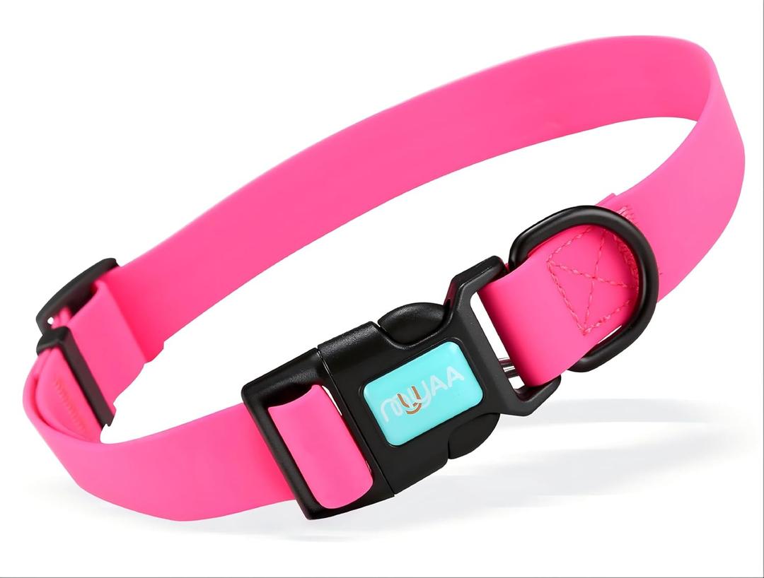 Waterproof Dog Collars,Easy Clean Collar,Adjustable Dog Collars for Small,Medium, Large Dogs (Pink, L)
